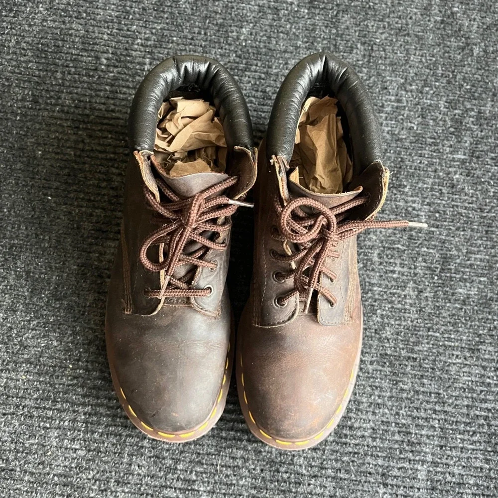 Doc Martens 939 Boots Men 7 Women 8 Brown Leather Made in England Vintage 90s Dr